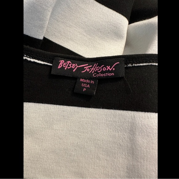 BETSEY JOHNSON Collection Black White Striped Dress Lace Up Back Thick Knit 2011 - Picture 8 of 11